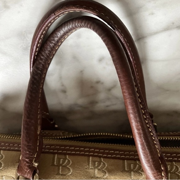 Vintage Dooney And Bourke Canvas And Leather Satchel Bag Buckles Signature Bag - Picture 10 of 10